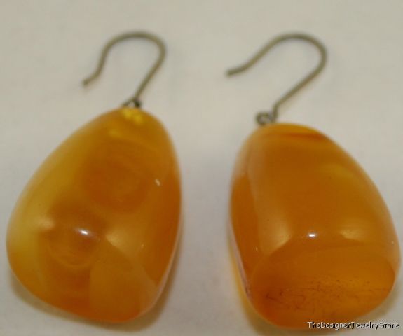 Vintage natural champagne Baltic Amber earrings je9