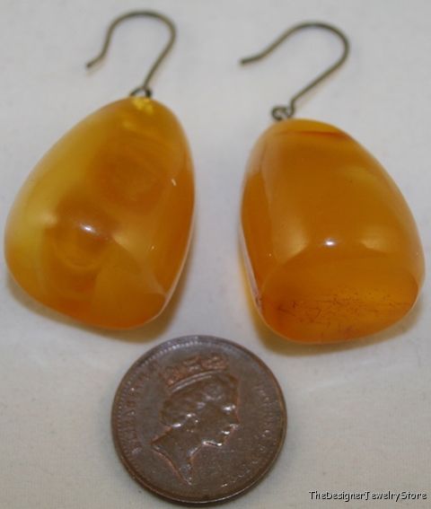 Vintage natural champagne Baltic Amber earrings je9
