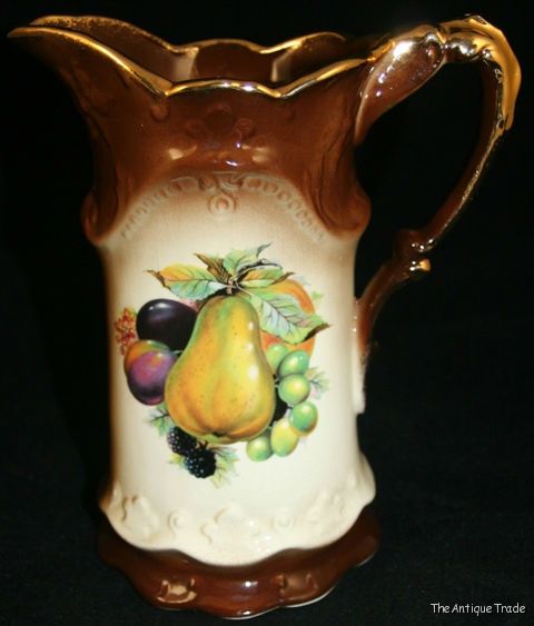 1910 vintage British Staffordshire Ironstone large gilded jug