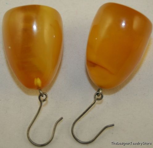Vintage natural champagne Baltic Amber earrings je9