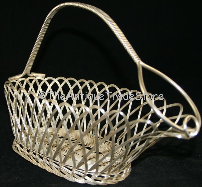 Vintage white metal Wine serving pouring basket