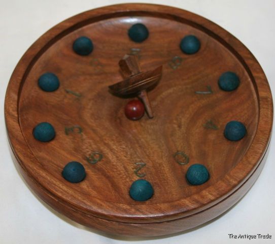 Luxury Vintage wood Table Top Game small Roulette