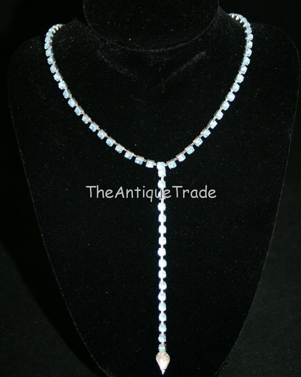 White metal necklace chain set topaz color crystals s4z