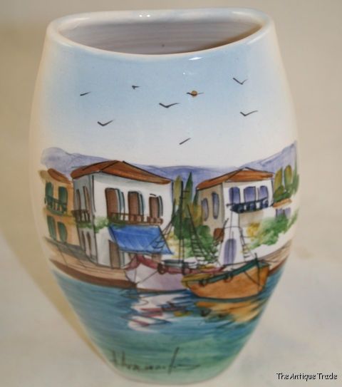 Vintage Porcelain hand made artist painted signed vase