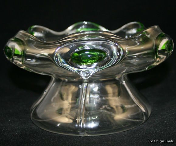 Antique Austrian 1900 Graflich Harrachsche stylized Peacock feather glass vase