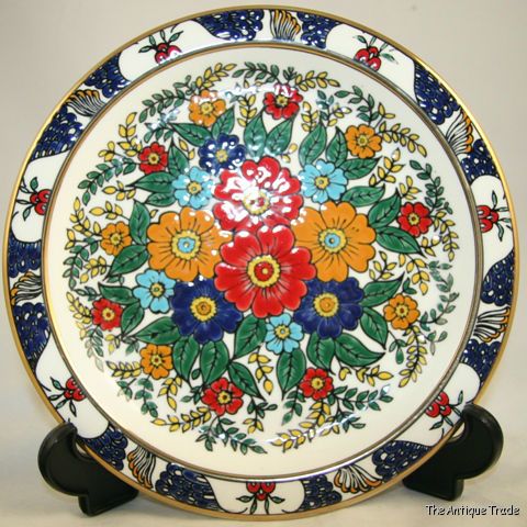 Superb Rhodes Elafos ceramic hand made and painted art plate Enamel 24ct gold