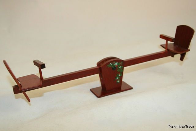Handmade British wooden see-saw for small dolls Accessory for collectors