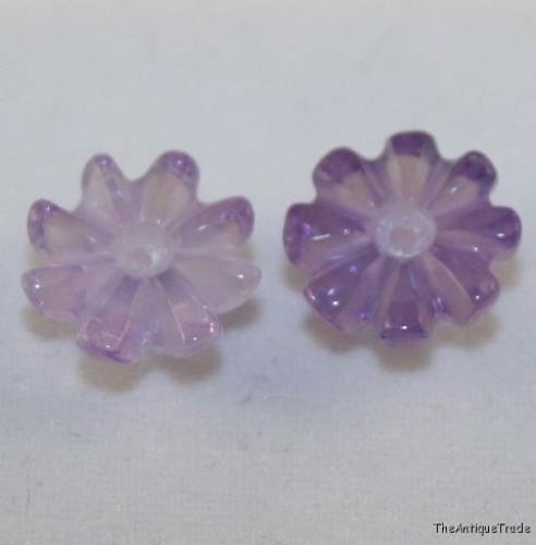 2 x Carved natural Amethyst beads 9mm light purple am39