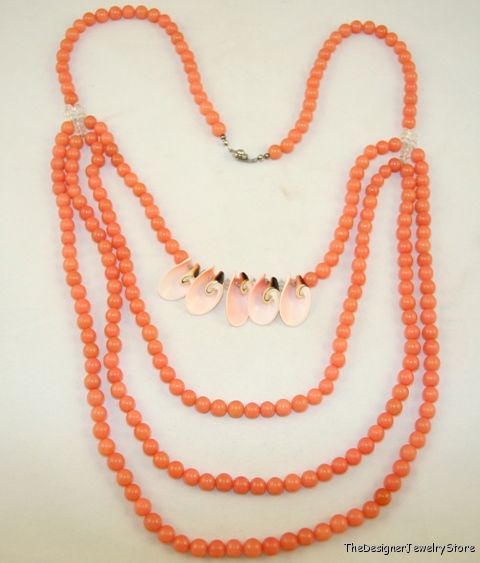 Vintage Jewelry Necklace natural stone and shell je18