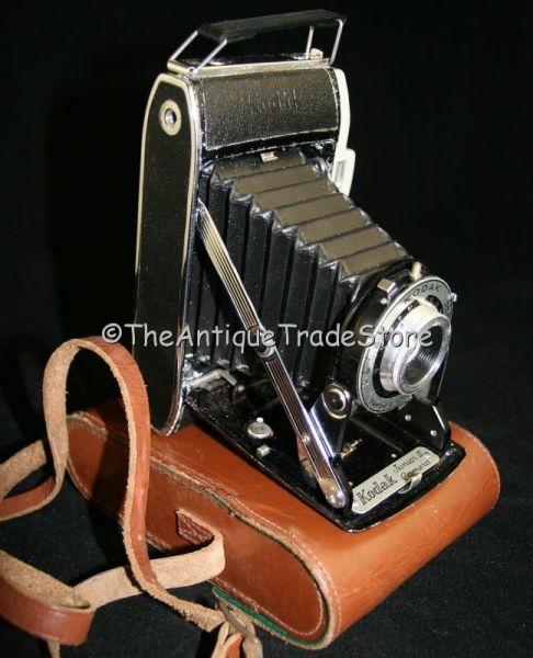 Vintage Kodak Junior Photo camera with leather case