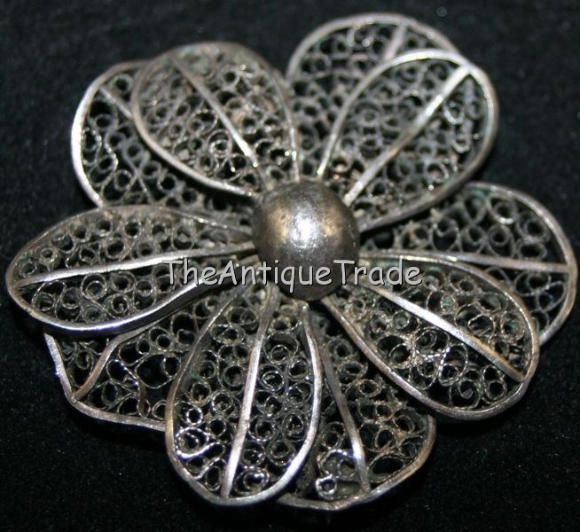 Antique Jewelry white metal hand made Brooch