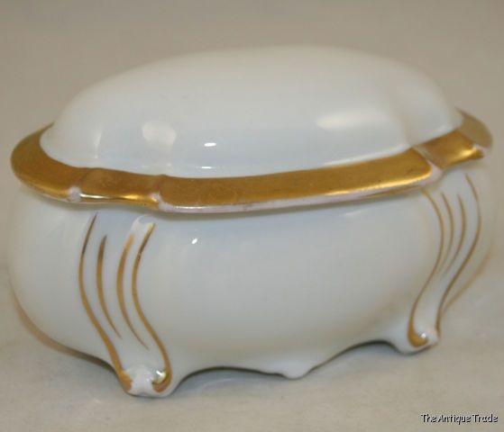 Limoges France gilded porcelain large trinket box