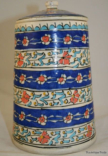 Antique British late 1700s hand painted Stoneware jar