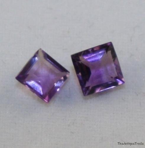 2 x Square octagon 4x4 Amethyst 1ct light purple am43