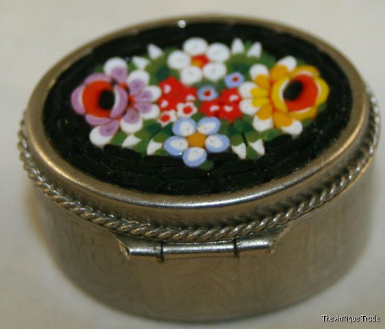 Superb Italian Millefiori Micro Mosaic oval Pill box miniature