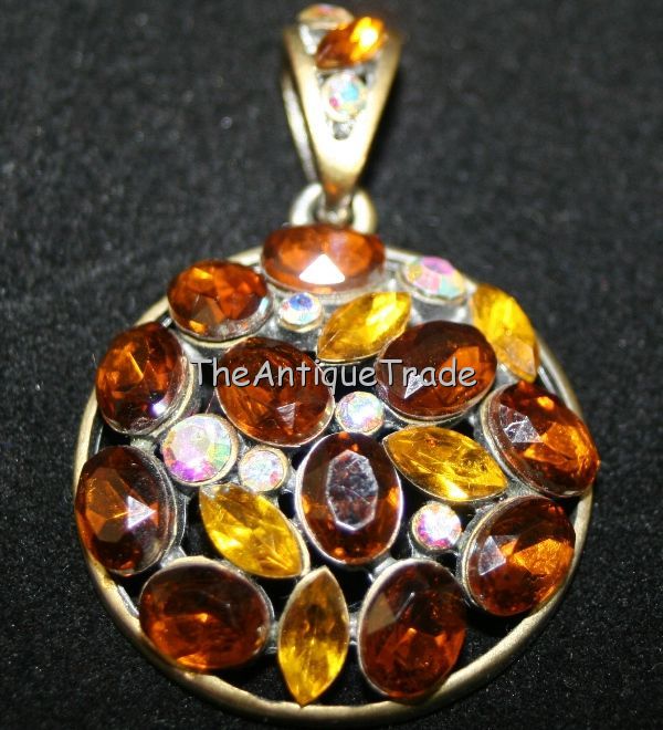 Vintage Costume Jewelry pendant rhinestones sku4z