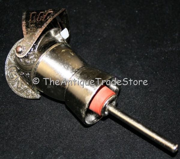 Vintage white metal Knight Helmet stopper Pourer