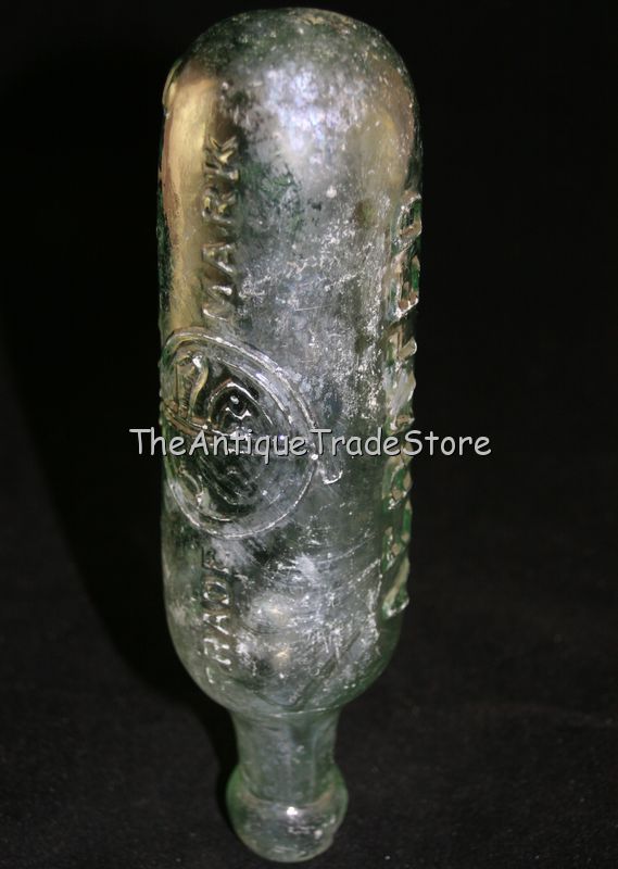 Antique British glass Townsends round base Soda bottle