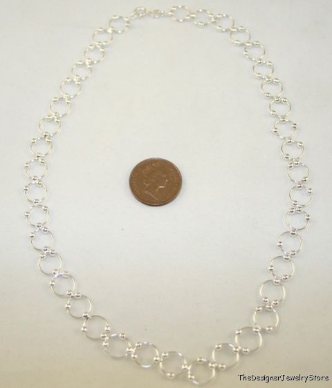 Sterling Silver 9.3mm beaded round chain 16 inches je22