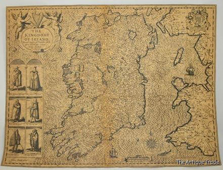 Antique 1610 John Speed map The Kingdome of Ireland