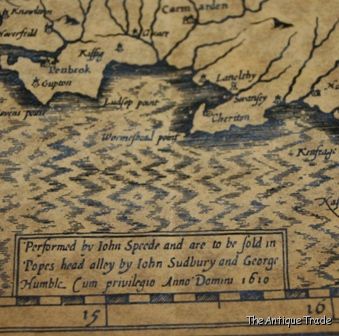 Antique 1610 John Speed map The Kingdome of Ireland