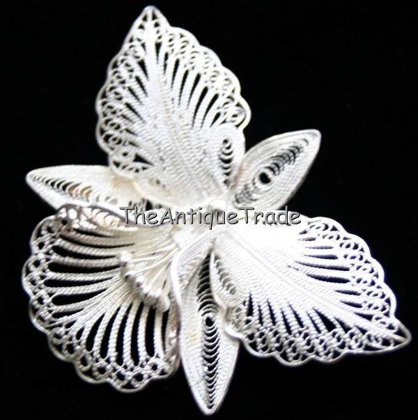Vintage fine jewelry sterling silver flower pin brooch