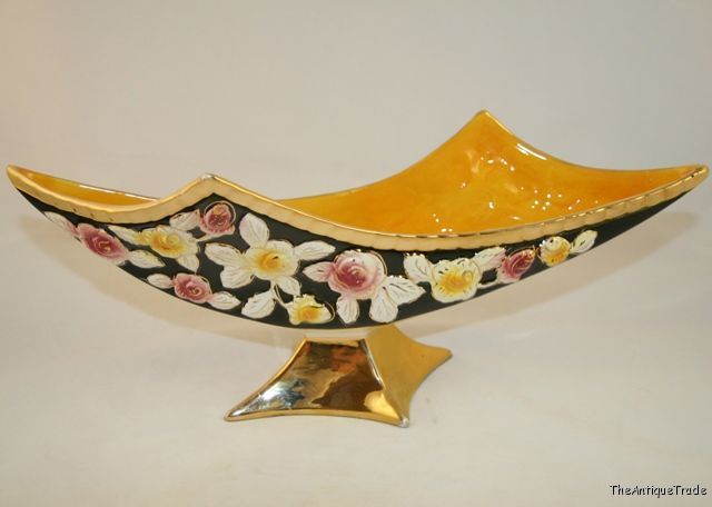 Vintage 1930s Art Deco Italian gilded Porcelain vase Centerpiece