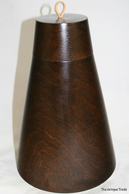 Stylish tall wooden jar architectural cut top round pyramid shaped 10 inches