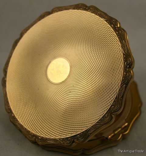 Luxury British Vintage Startton double lid powder compact yellow metal