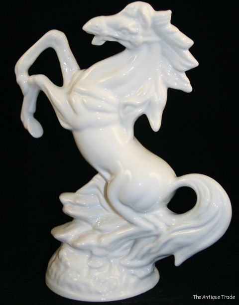 Stylish Vintage ceramics Art Deco large White Horse model ornament