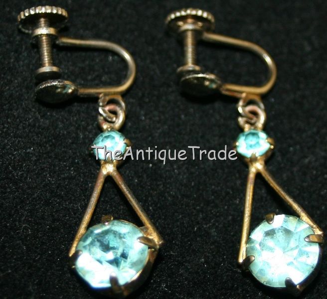 Antique Jewelry yellow metal topaz earrings