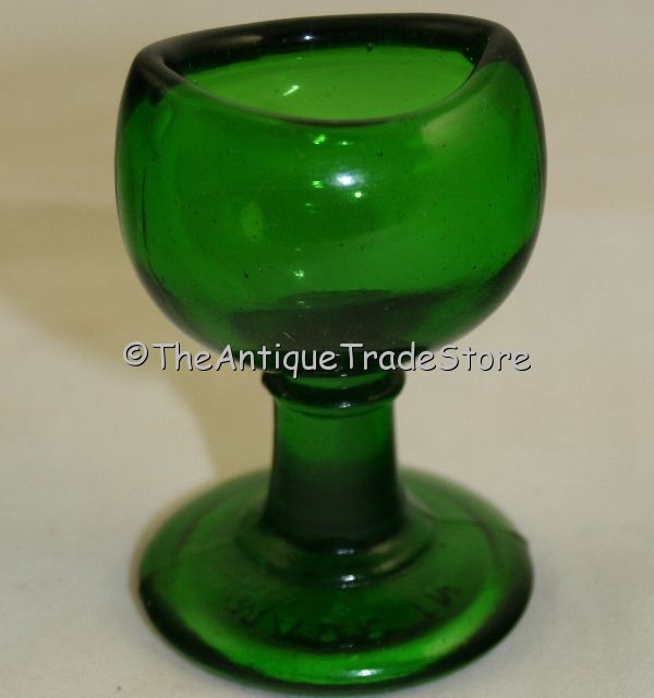 Antique British medical Wyeth green glass Eye Wash Cup