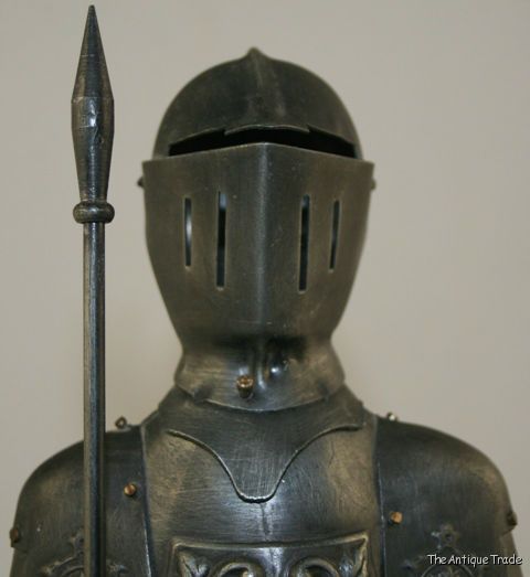 Superb Vintage British 14 inches Knight ornament model metal on wooden stand