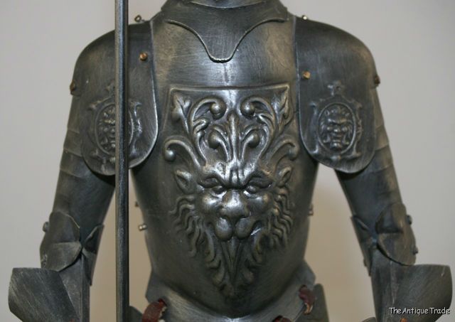 Superb Vintage British 14 inches Knight ornament model metal on wooden stand