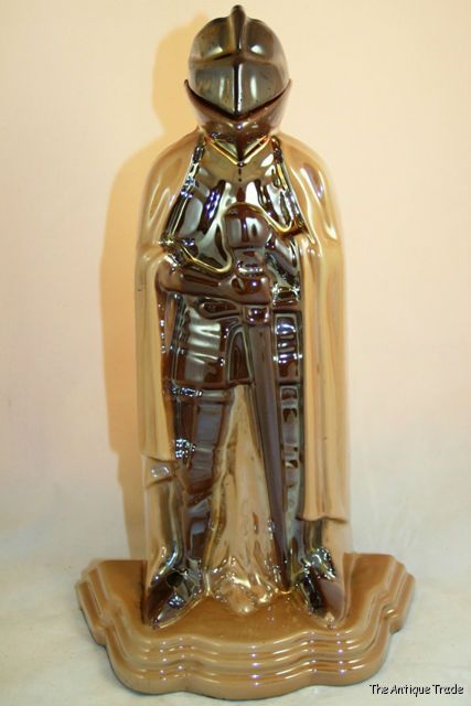 British 30s Art deco lustre enamel cast iron Knight shaped Fireplace tool set