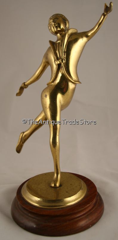 Vintage Art  solid cast brass Statue of The Dancer