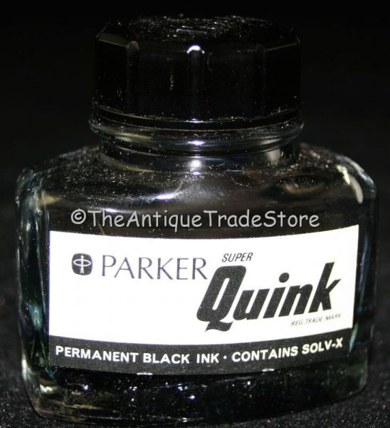 Vintage 70s glass British Parker black ink bottle with box