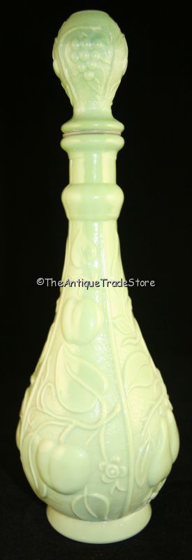 Vintage Lime Sherbet Fenton green milk glass decanter