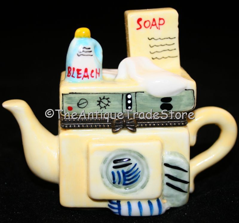 Ceramic hand painted Washing machine trinket box