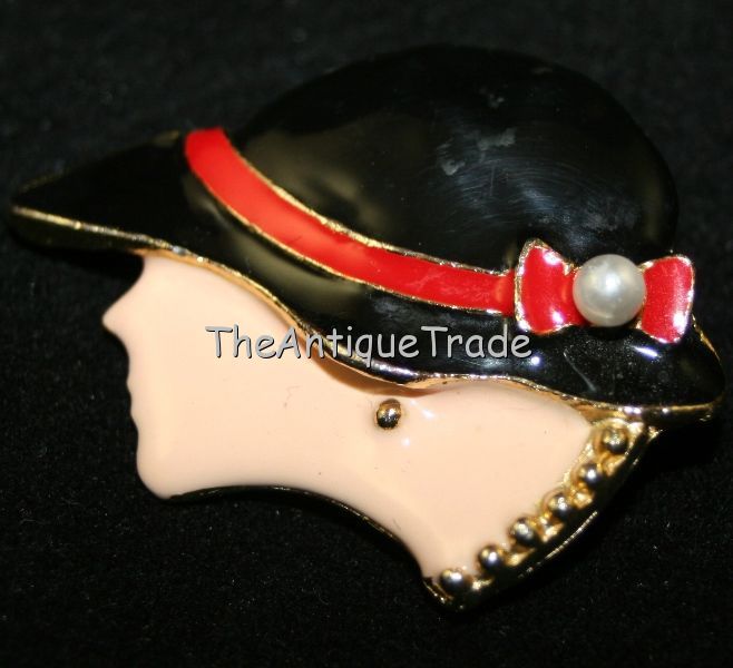 Vintage Jewelry Art Deco enamel Pin Brooch sku1z