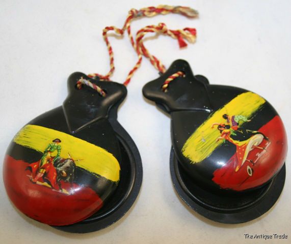 A pair of vintage 50s Spanish Flamenco dancing Castanets Bakelite