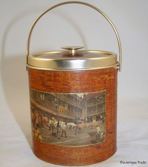 Vintage British 1930s Tobacco jar wood metal ceramic
