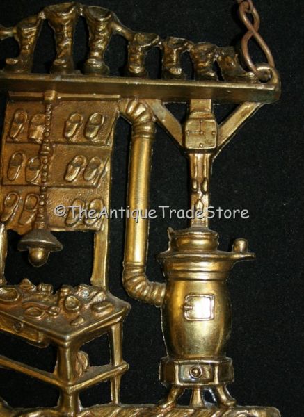 Vintage brass Shoe maker workshop scene Key Rack