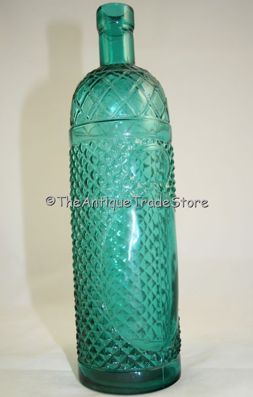 Vintage Green glass liqueur  bottle