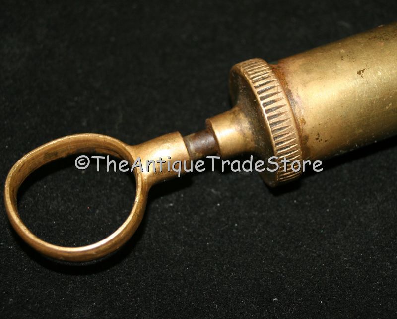 Antique Victorian medical Veterinary brass Syringe