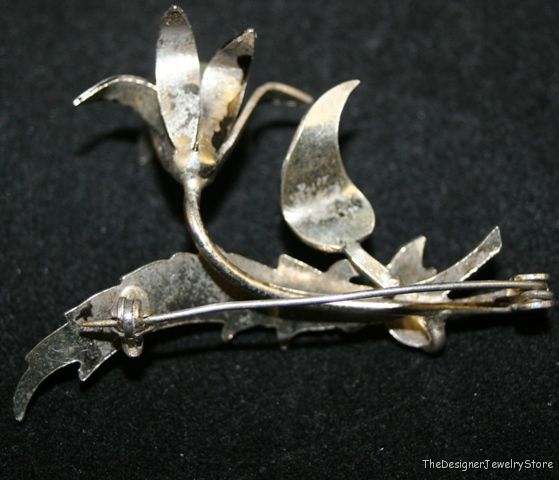 Vintage Art Nouveu Jewelry pin brooch metal pearl  je34