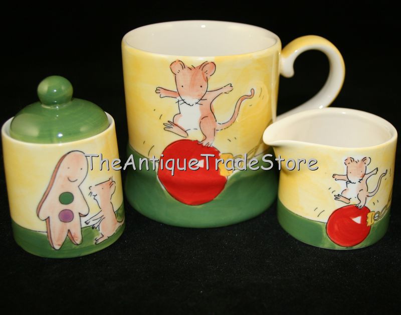 Novelty Chelsea pottery hand painted Coffee Tea mug set