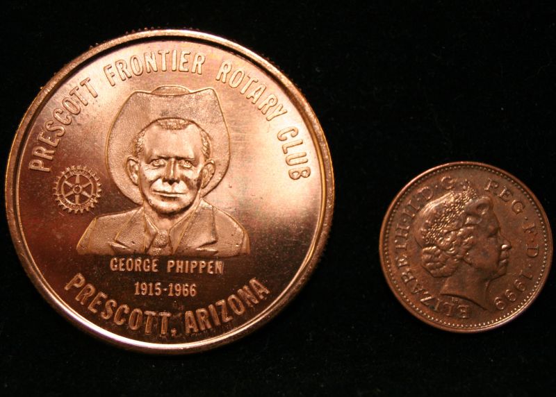 Vintage USA copper Prescott Frontier dollar Buck 1981