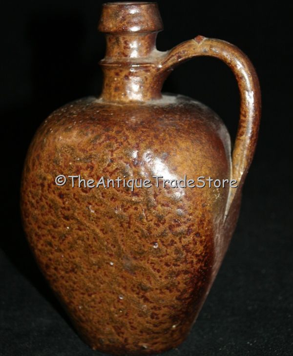Vintage brown red glazed stoneware jug bottle