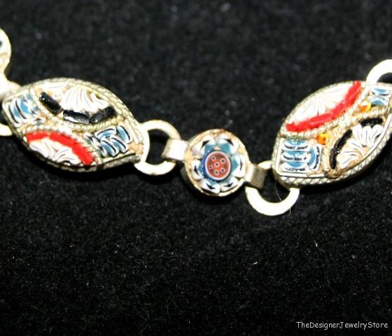 Superb Vintage silver micro mosaic Millefiori bracelet